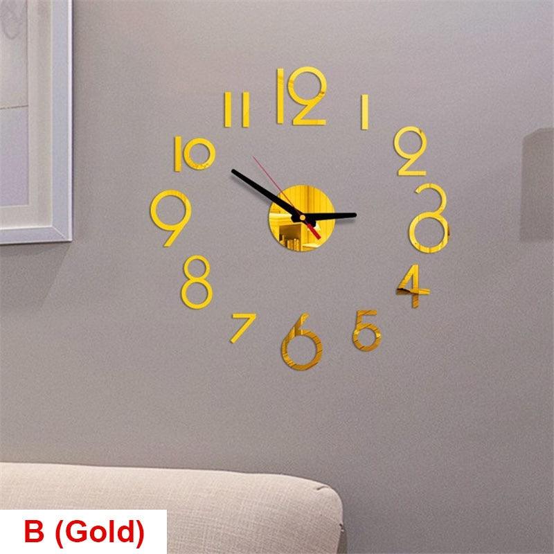20 Inch Wall Clock Round Style Number Coffee Tea Cup Modern Large Silent Wall Stickers for Hall and Bedroom Home Decorations Arabic Numeral Wall Clocks Acrylic Mirror Stickers/Home Decor Design Acrylic Wall Clock Stickers Home Living Room Decoration
