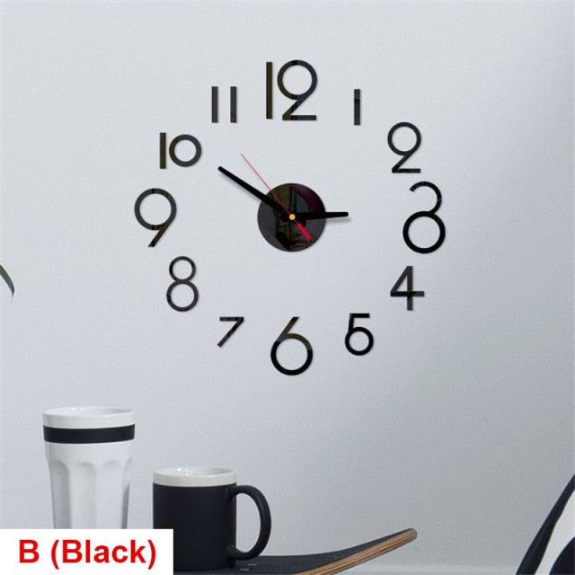 20 Inch Wall Clock Round Style Number Coffee Tea Cup Modern Large Silent Wall Stickers for Hall and Bedroom Home Decorations Arabic Numeral Wall Clocks Acrylic Mirror Stickers/Home Decor Design Acrylic Wall Clock Stickers Home Living Room Decoration