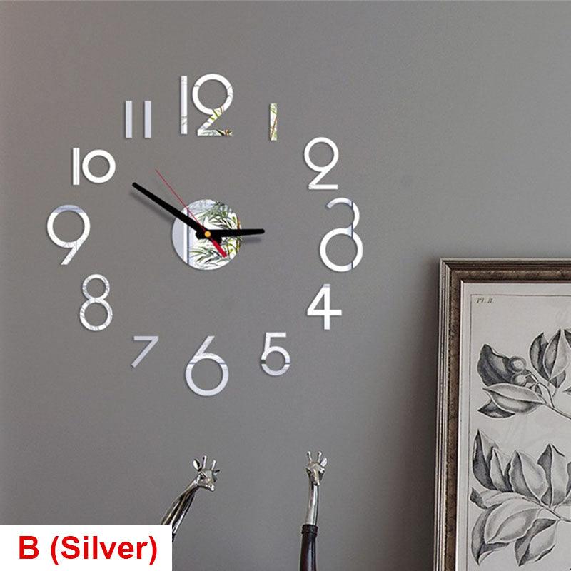20 Inch Wall Clock Round Style Number Coffee Tea Cup Modern Large Silent Wall Stickers for Hall and Bedroom Home Decorations Arabic Numeral Wall Clocks Acrylic Mirror Stickers/Home Decor Design Acrylic Wall Clock Stickers Home Living Room Decoration