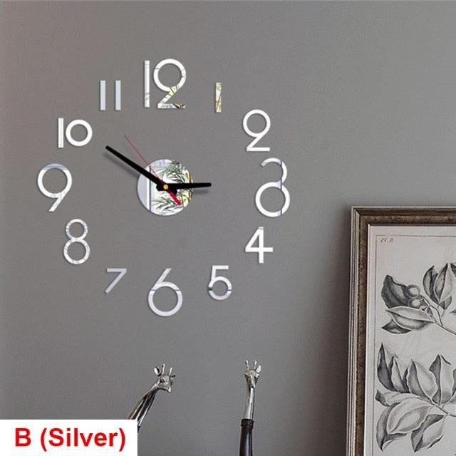 20 Inch Wall Clock Round Style Number Coffee Tea Cup Modern Large Silent Wall Stickers for Hall and Bedroom Home Decorations Arabic Numeral Wall Clocks Acrylic Mirror Stickers/Home Decor Design Acrylic Wall Clock Stickers Home Living Room Decoration