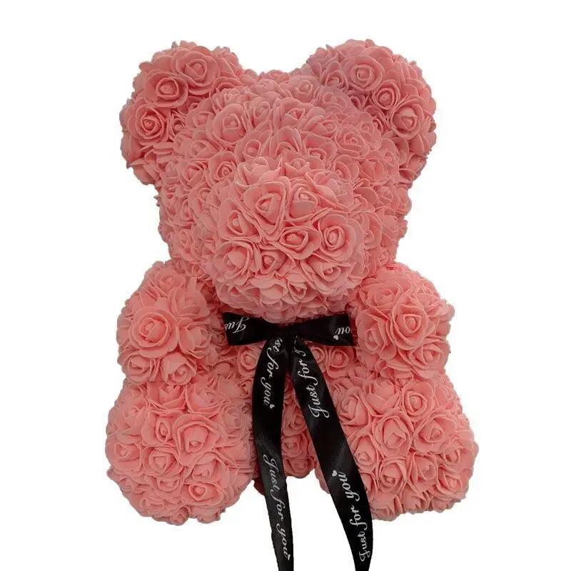 2021 Cute Artificial Flower Rose of Teddy Bear Christmas Decoration for Home Valentines Women Gifts