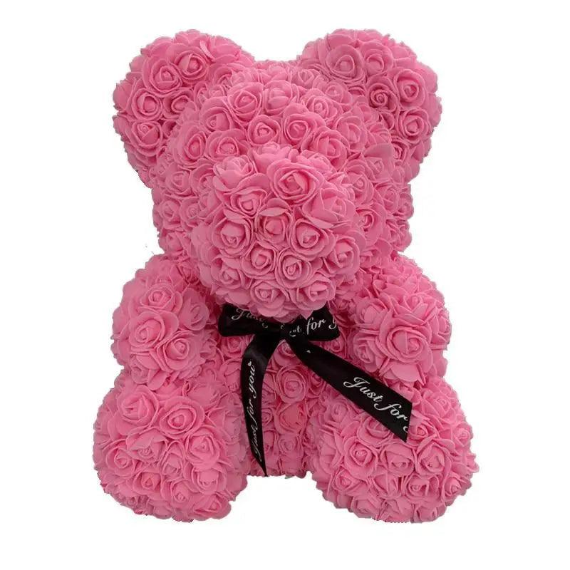 2021 Cute Artificial Flower Rose of Teddy Bear Christmas Decoration for Home Valentines Women Gifts