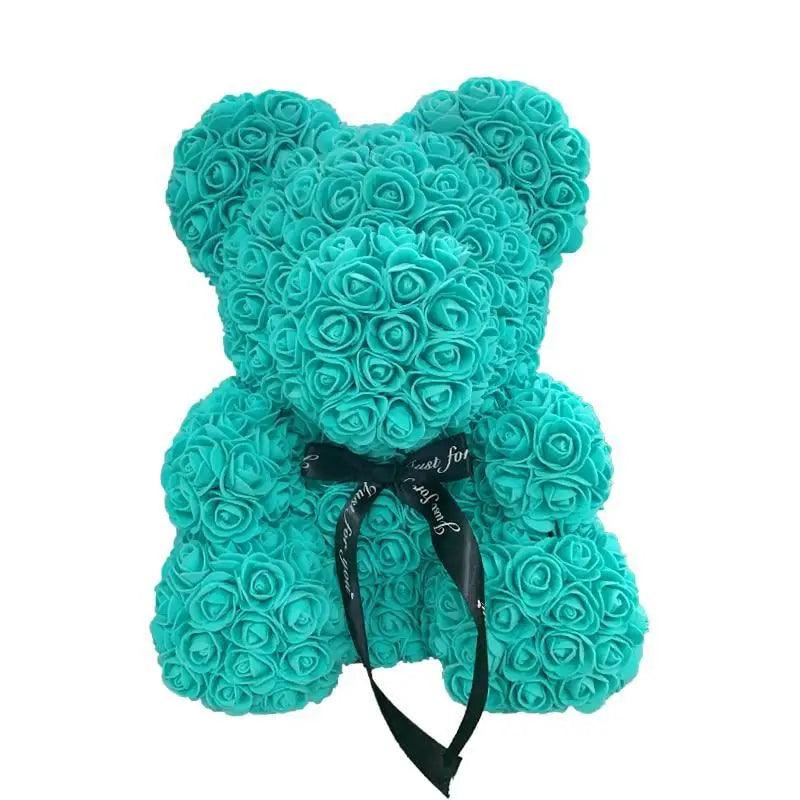 2021 Cute Artificial Flower Rose of Teddy Bear Christmas Decoration for Home Valentines Women Gifts