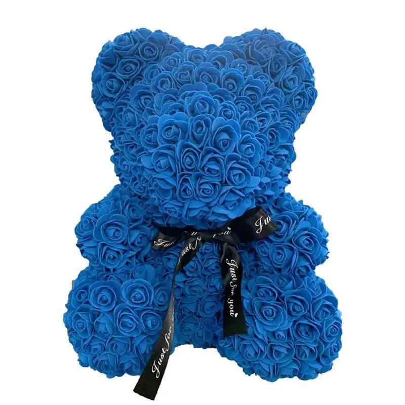 2021 Cute Artificial Flower Rose of Teddy Bear Christmas Decoration for Home Valentines Women Gifts