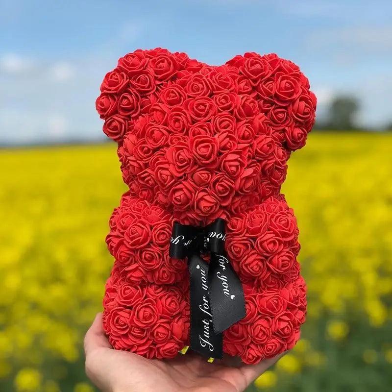 2021 Cute Artificial Flower Rose of Teddy Bear Christmas Decoration for Home Valentines Women Gifts
