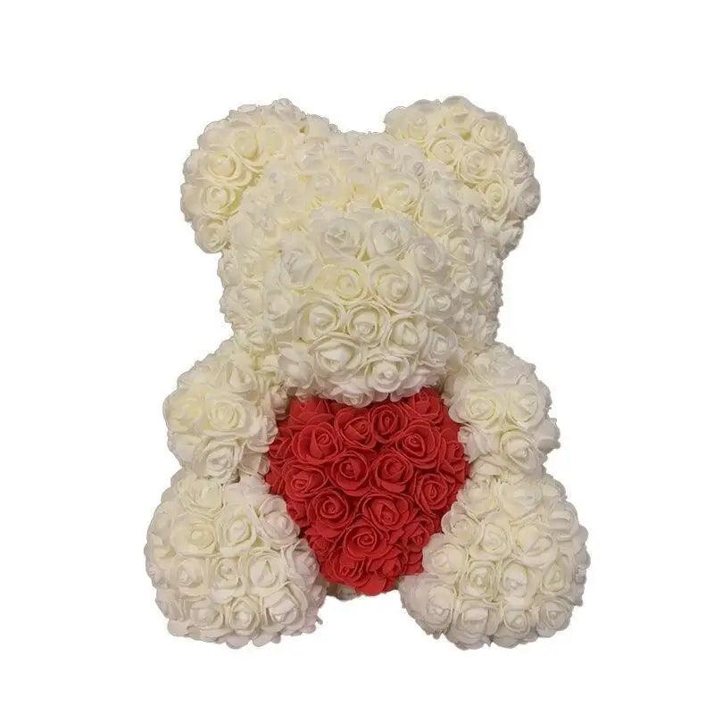 2021 Cute Artificial Flower Rose of Teddy Bear Christmas Decoration for Home Valentines Women Gifts