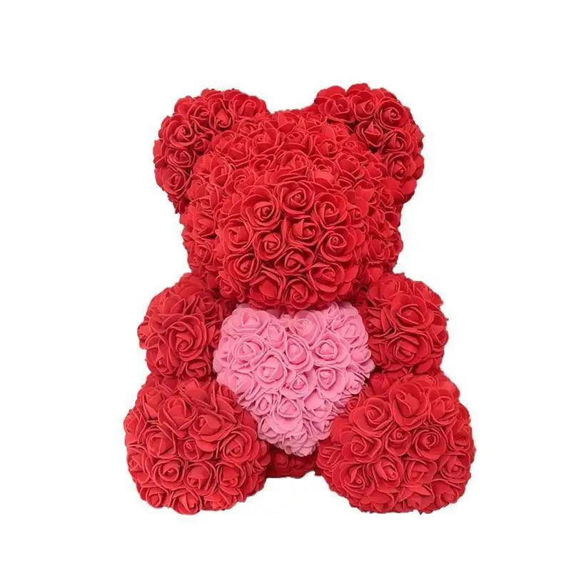 2021 Cute Artificial Flower Rose of Teddy Bear Christmas Decoration for Home Valentines Women Gifts