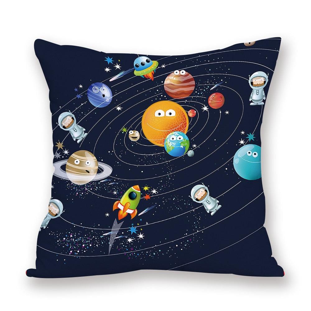 2021 New Space Home Pillow Universe Sun Planet Pillows Decorative Throw Pillow Cover Universe Outer Space Planets Star Pillow Case Pillow Cushion Covers Decorative Pillow Spaceship Cover