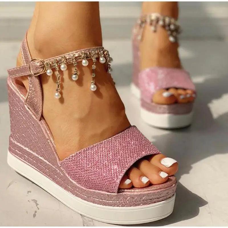 2021 New Women Summer Sandals Studded Detail Luxury Shine Design Casual Womens Shoes