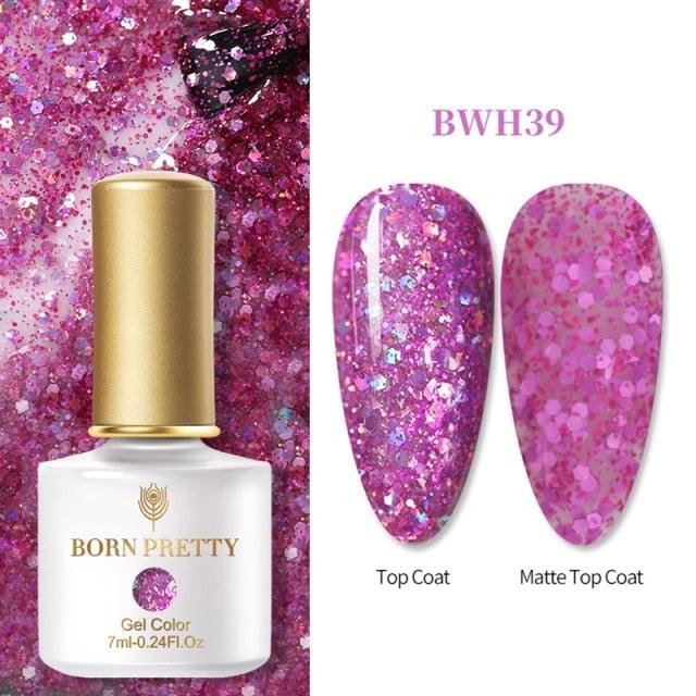 2021 New Womens Colorful Nail Gel Polish Modern Glitter Pink Purple UV Diamond Stylish Design Nail Colors Gel