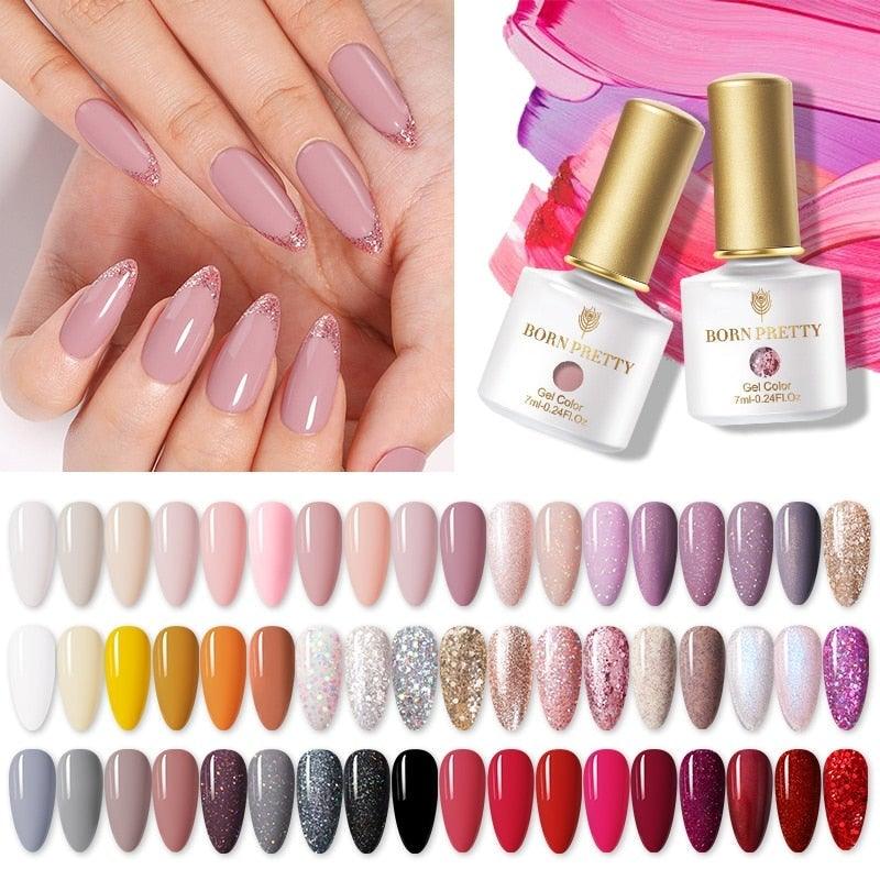 2021 New Womens Colorful Nail Gel Polish Modern Glitter Pink Purple UV Diamond Stylish Design Nail Colors Gel