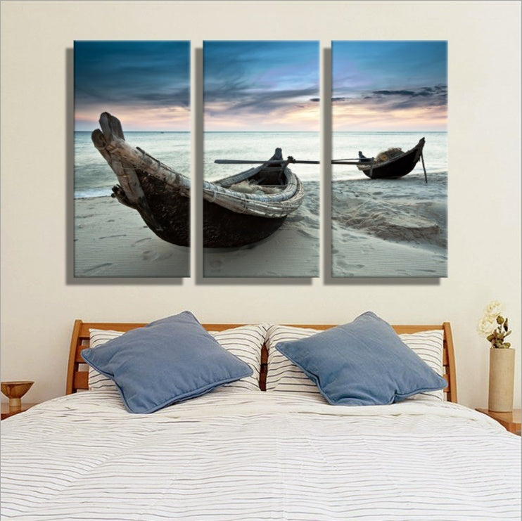 Triple boat canvas painting