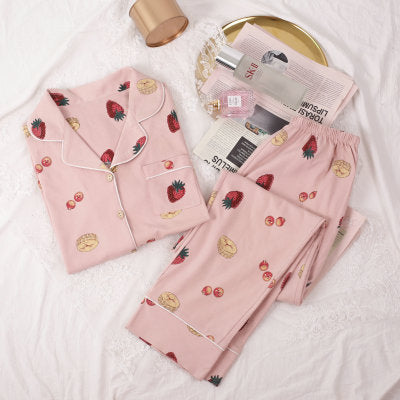 Women's pajamas spring and autumn autumn cotton long-sleeved home service