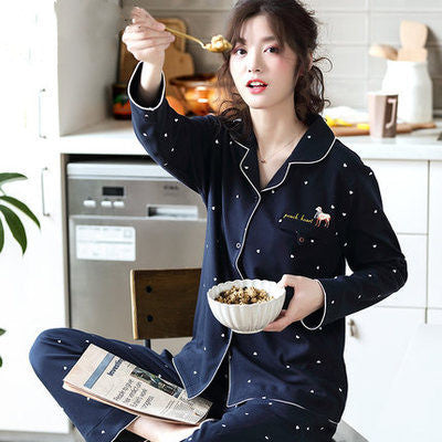 Women's pajamas spring and autumn autumn cotton long-sleeved home service