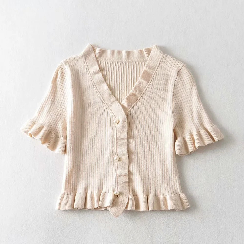 Summer women's ruffled cardigan