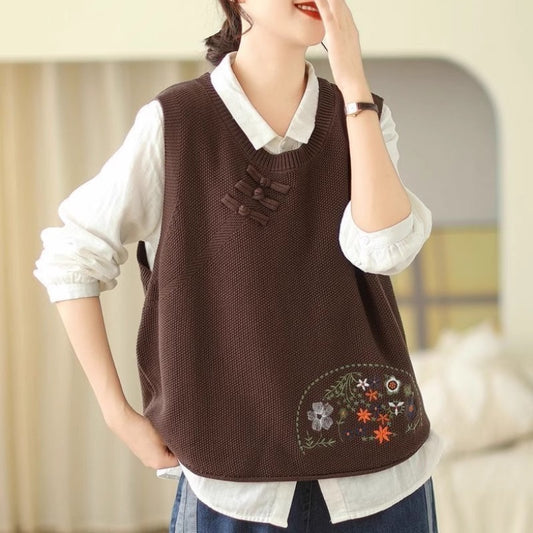 Autumn Knitted Vest Solid Color