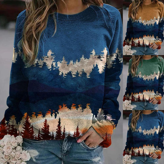 Autumn print pullover sweater