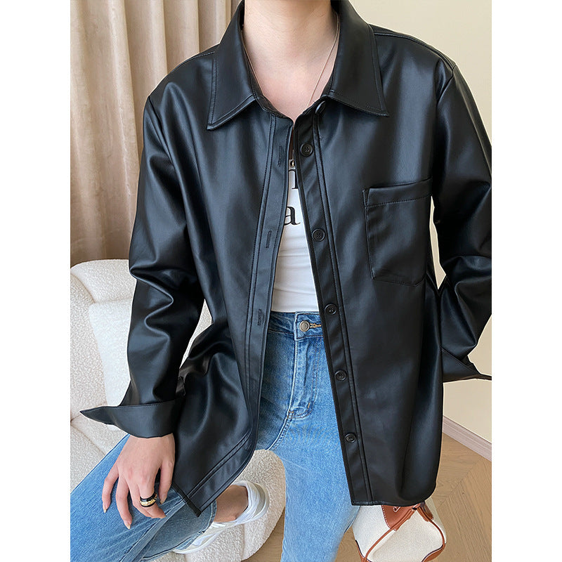 Women's Autumn Loose Leather Coat