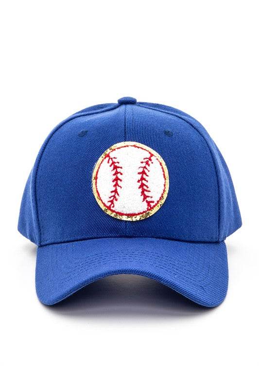 Chenille Baseball Patch Blue Cap