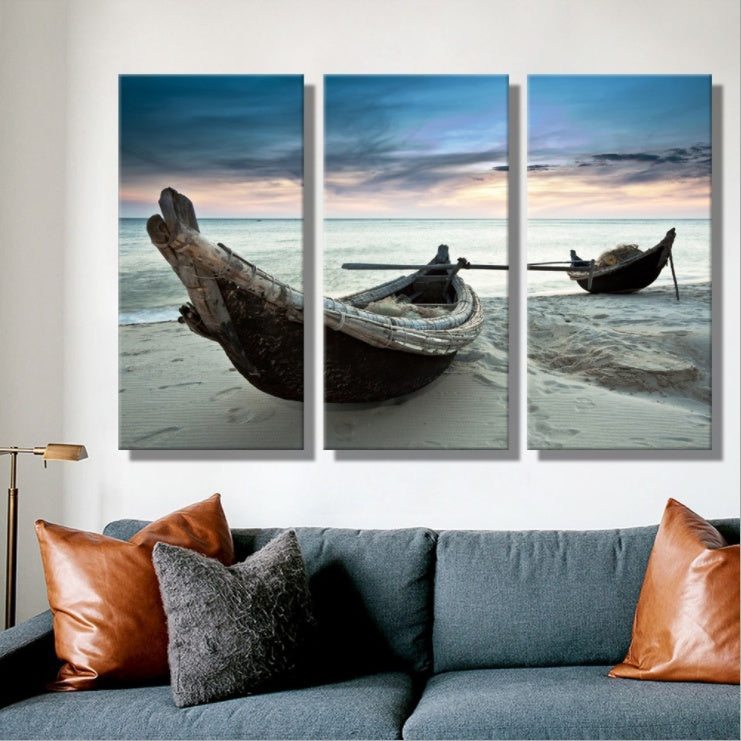 Triple boat canvas painting