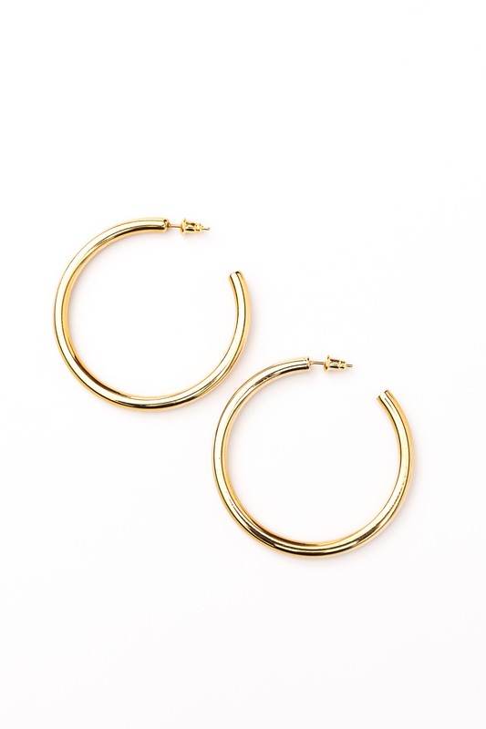 14K STAINLESS STEEL OPEN HOOP EARRINGS