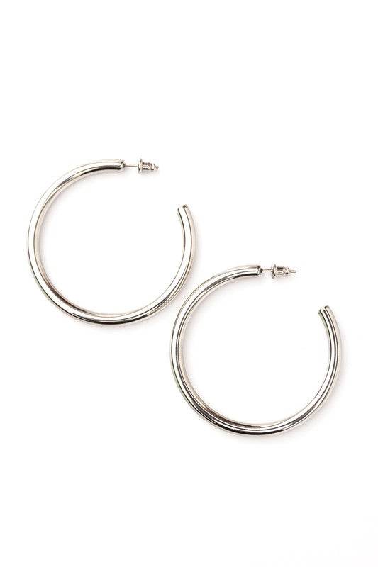 14K STAINLESS STEEL OPEN HOOP EARRINGS