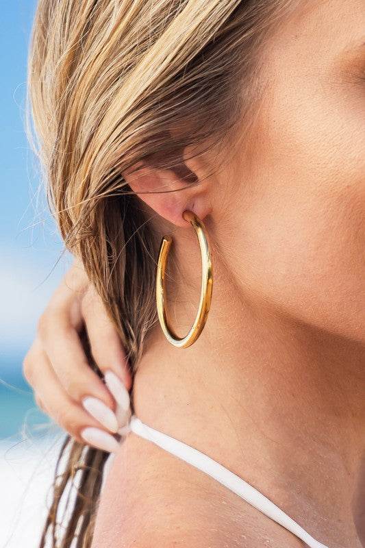 14K STAINLESS STEEL OPEN HOOP EARRINGS