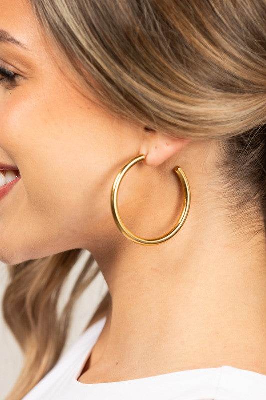 14K STAINLESS STEEL OPEN HOOP EARRINGS