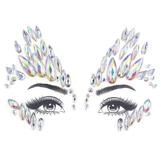 23 Sets Glitter Face Jewels Sticker Temporary Party Face Makeup Tattoo Face Gems Glitter Face Jewels Crystal Stickers For Womens