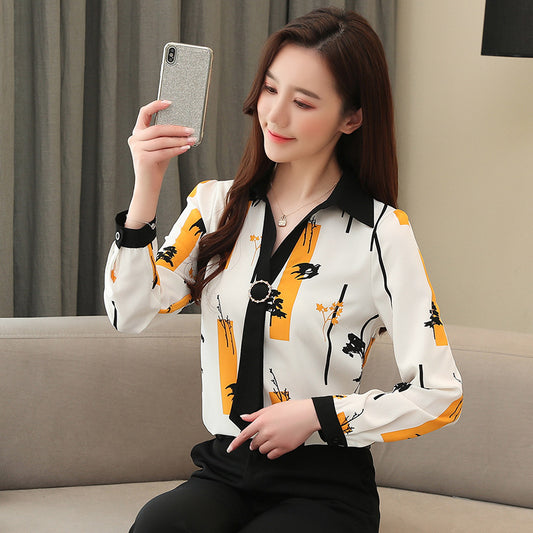 Autumn new chiffon shirt women