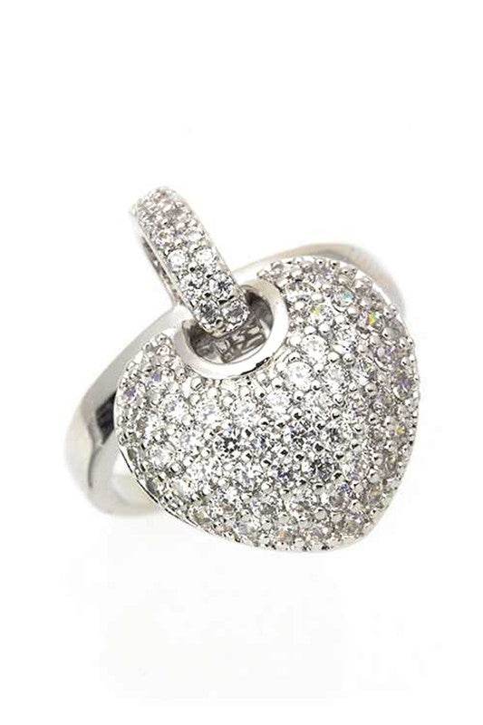 Cubic Zirconia Heart Charm Fashion Ring