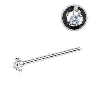 316L Stainless Steel Prong Set CZ Fishtail Nose