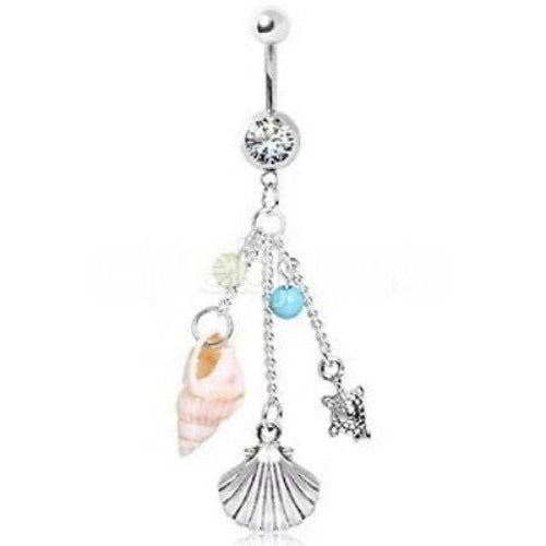 Beach Charms Dangle Navel Ring Belly Ring 10 mm