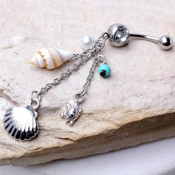 Beach Charms Dangle Navel Ring Belly Ring 10 mm
