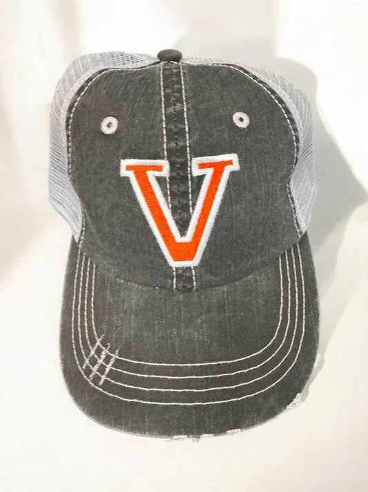 Varsity Block V Embroidered Game Day Trucker Hat