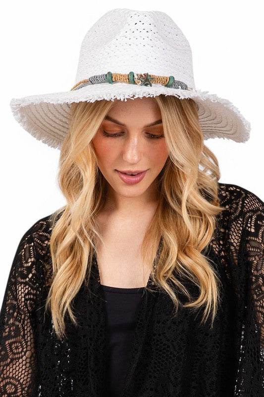 Starfish Charm Hatband Straw Sun Hat