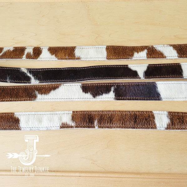 Hair-on-Hide Brown & White Genuine Leather Belt