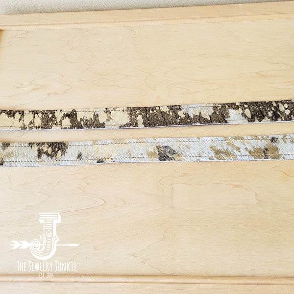 Hair-on-Hide Silver Metallic LeatherBelt w/ Fringe