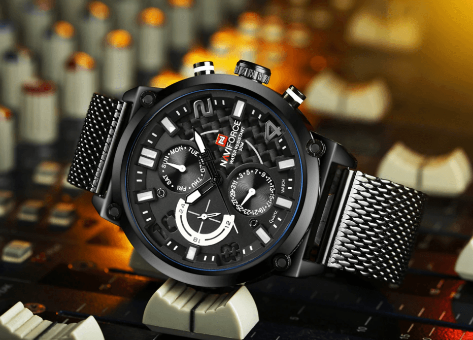 Men's Multifunction Analog Quartz Watches Waterproof Wrist Watch With Stainless Steel Mesh Band Excellent Design Perfect Gift