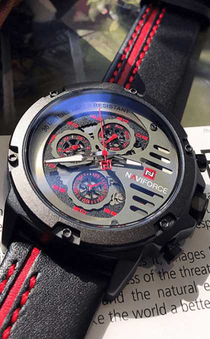 Men's  Sports Waterproof Watch With Chronometers And Leather Belt Multifunction Wristwatch Unique Design Perfect Gift