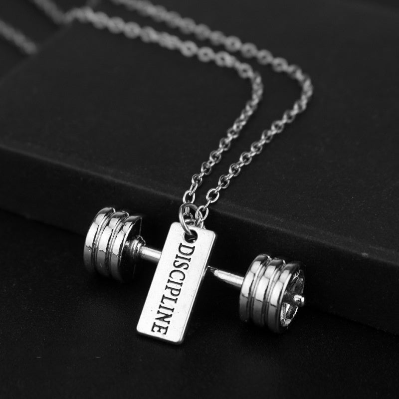 Fitness exercise weightlifting dumbbell necklace