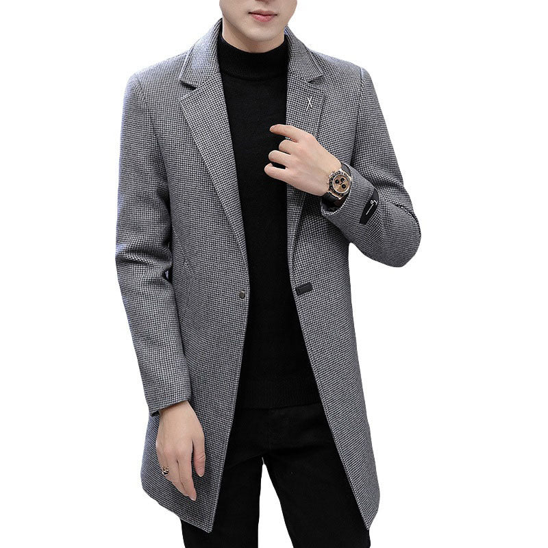 Winter Youth Slim Houndstooth Coat Trend
