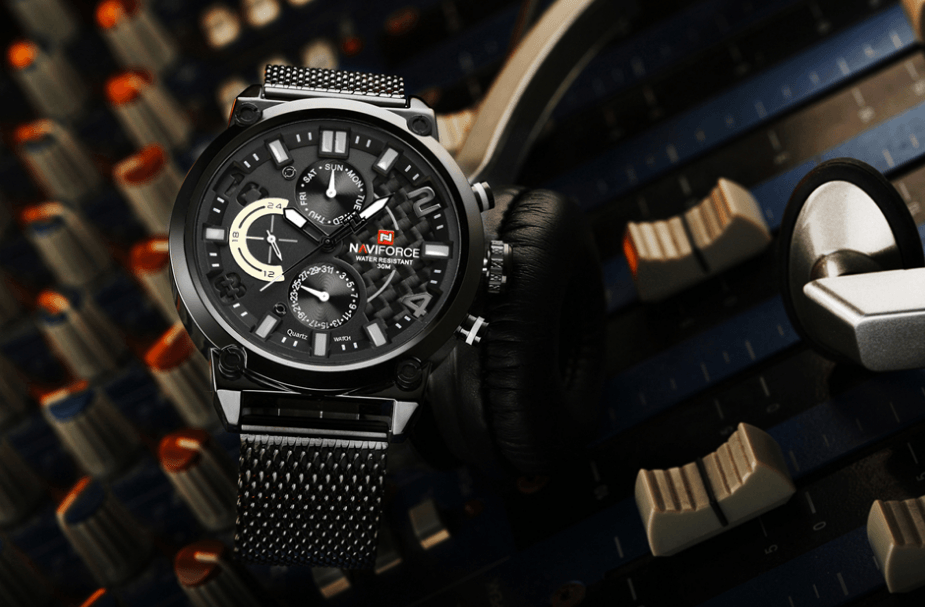 Men's Multifunction Analog Quartz Watches Waterproof Wrist Watch With Stainless Steel Mesh Band Excellent Design Perfect Gift