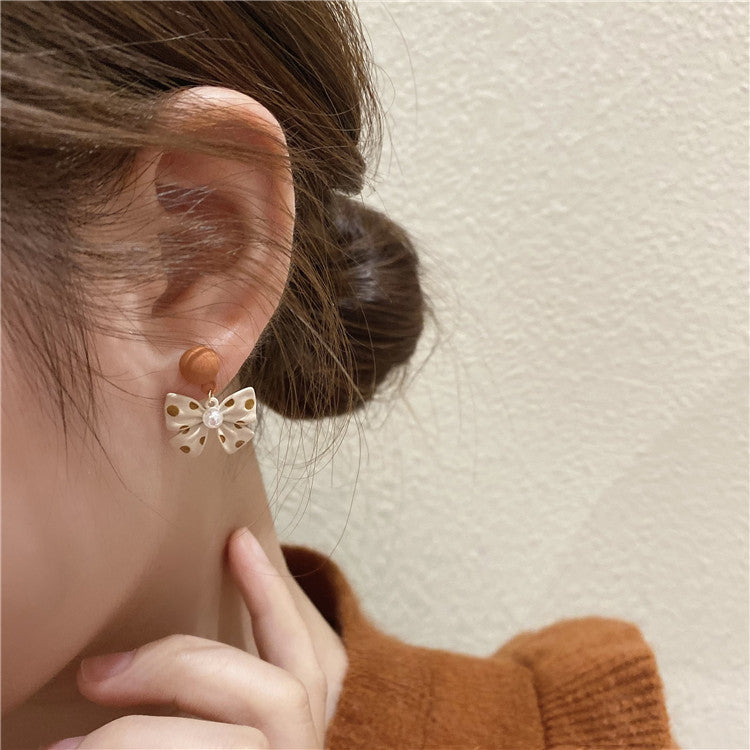 Winter Female Bowknot Earrings Delicate Temperament
