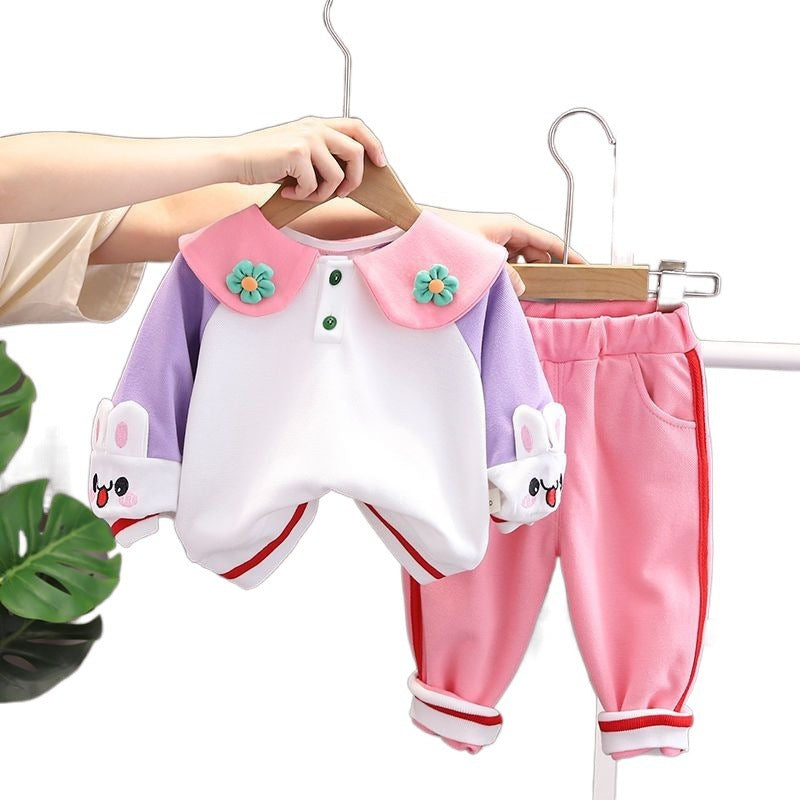 Western Style Autumn Baby Girl Clothes Autumn Clothes Children's Two-piece Suit