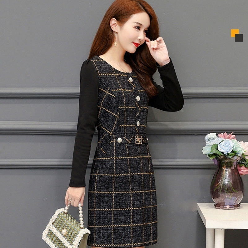 Young mother autumn winter dress