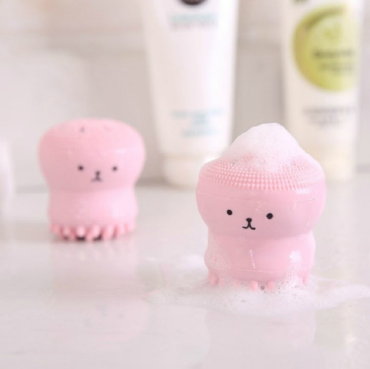 Cartoon octopus silicone wash brush foaming cleansing brush Manual facial massage brush cleansing brush brush bubbler
