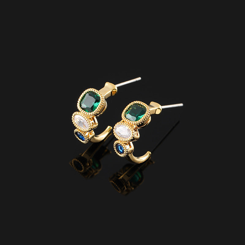 French Contrast Emerald Zircon Earrings