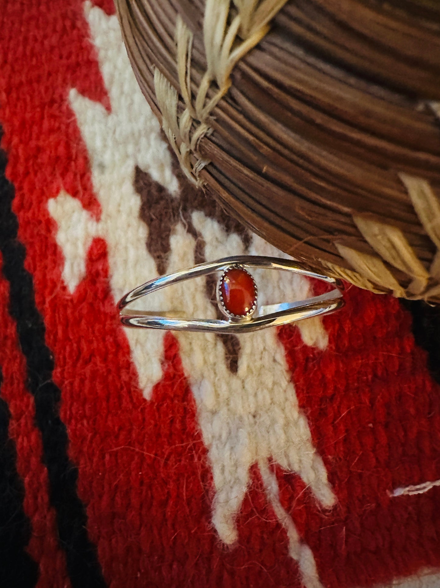 Handcrafted Sterling Silver & Coral Baby Cuff Bracelet
