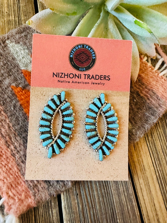 Handcrafted Sterling Silver & Turquoise Fishtail Post Earrings